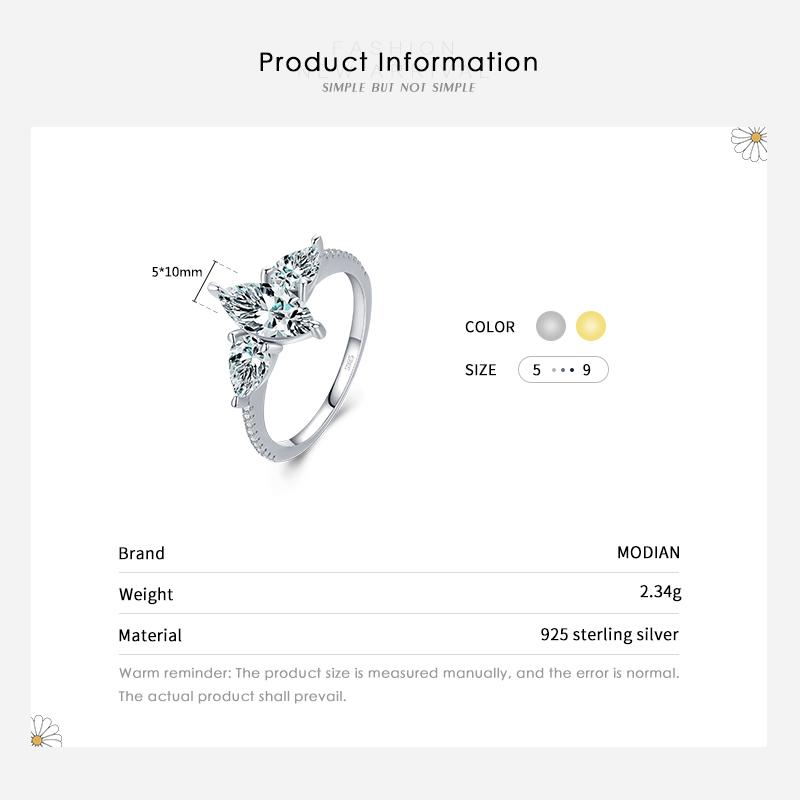 MODIAN 925 Sterling Silver High Quality Luxury Sparkling Zirconia Finger Ring For Women Classic Wedding Engagement Jewelry