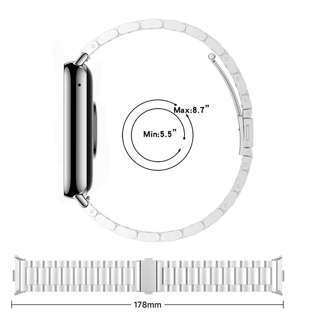 Ремешок из нержавеющей стали для Redmi Watch 4 Металлический роскошный браслет Запасной ремешок для часов для Xiaomi Mi Band 8 Pro Спортивный браслет Correa