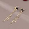 New Black Delicate Four-Leaf Clover Tassel Earrings Two Wear Paragraph Simple Tassel Women's Earrings