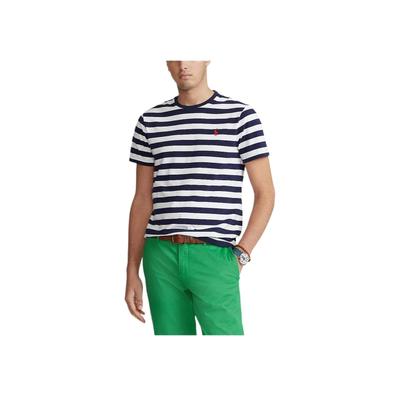 Polo Ss23 Полосатая футболка с коротким рукавом и круглым вырезом, мужская, топы, темно-синий 710843088-005