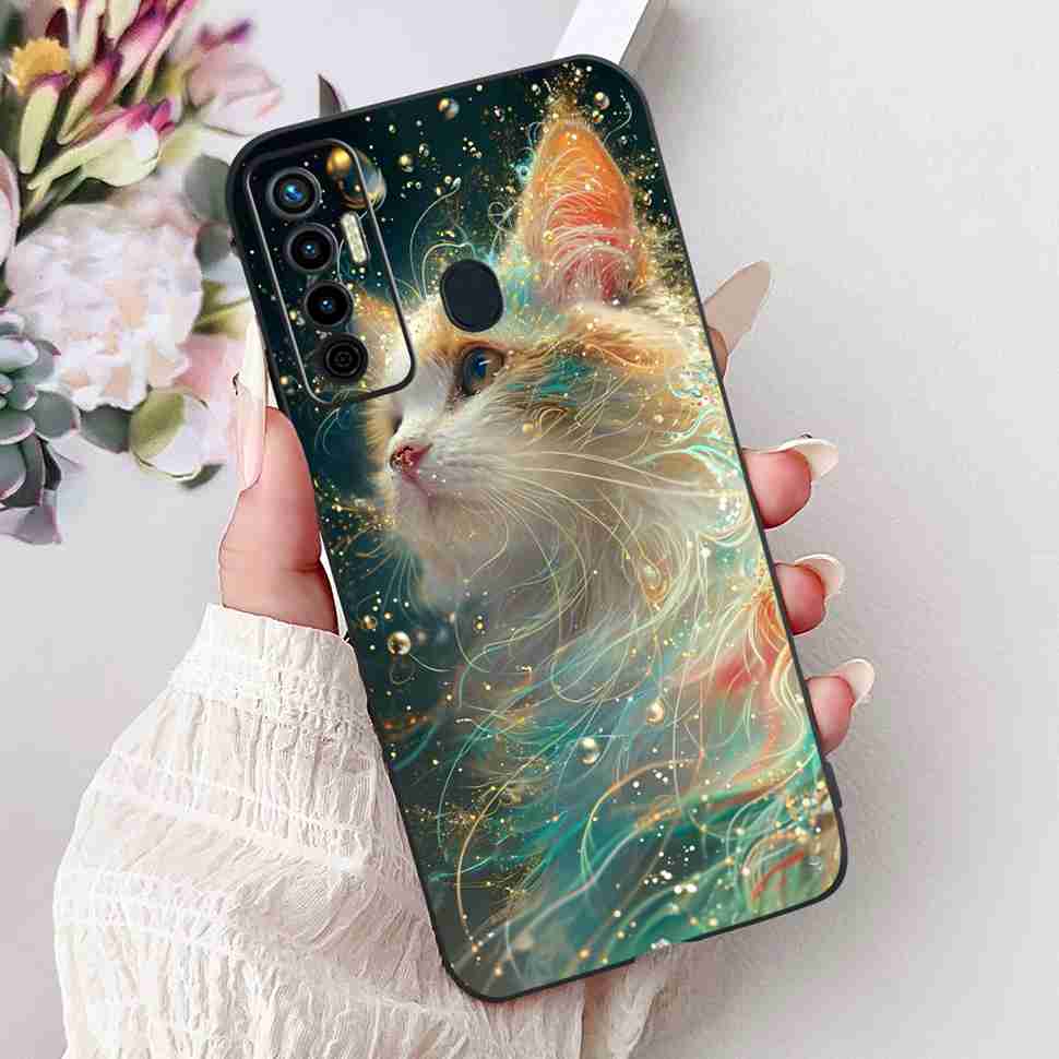 Cute Cat Cover For Tecno Camon 17 Case CG6 CG6j Silicone Soft Protection Shell For Tecno Camon 17 Camon17 Back Cover Casing 6.6"