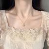 Fresh Five-pointed Star Inlaid Diamond Hollow Necklace with Simple and Versatile Collarbone Chain Student Trend