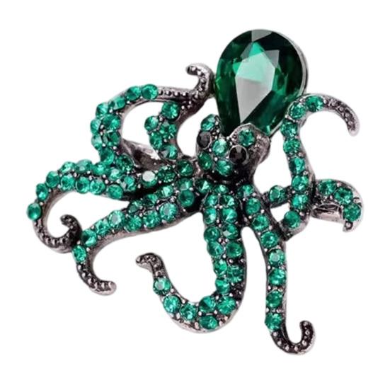 Sparkly Octopus Brooch Rhinestone Octopus Brooch Pin Sea Creature Lapel Pin Accessory for Men Women Ocean Lovers Sweaters Coats Scarves
