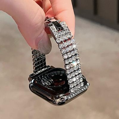 Металлический ремешок с бриллиантами для Apple Watch 10 Band 42мм 41мм 46мм 44/49мм 45мм 40мм Женский ремешок Браслет iWatch Series 9 8 7 Se 6 Ultra