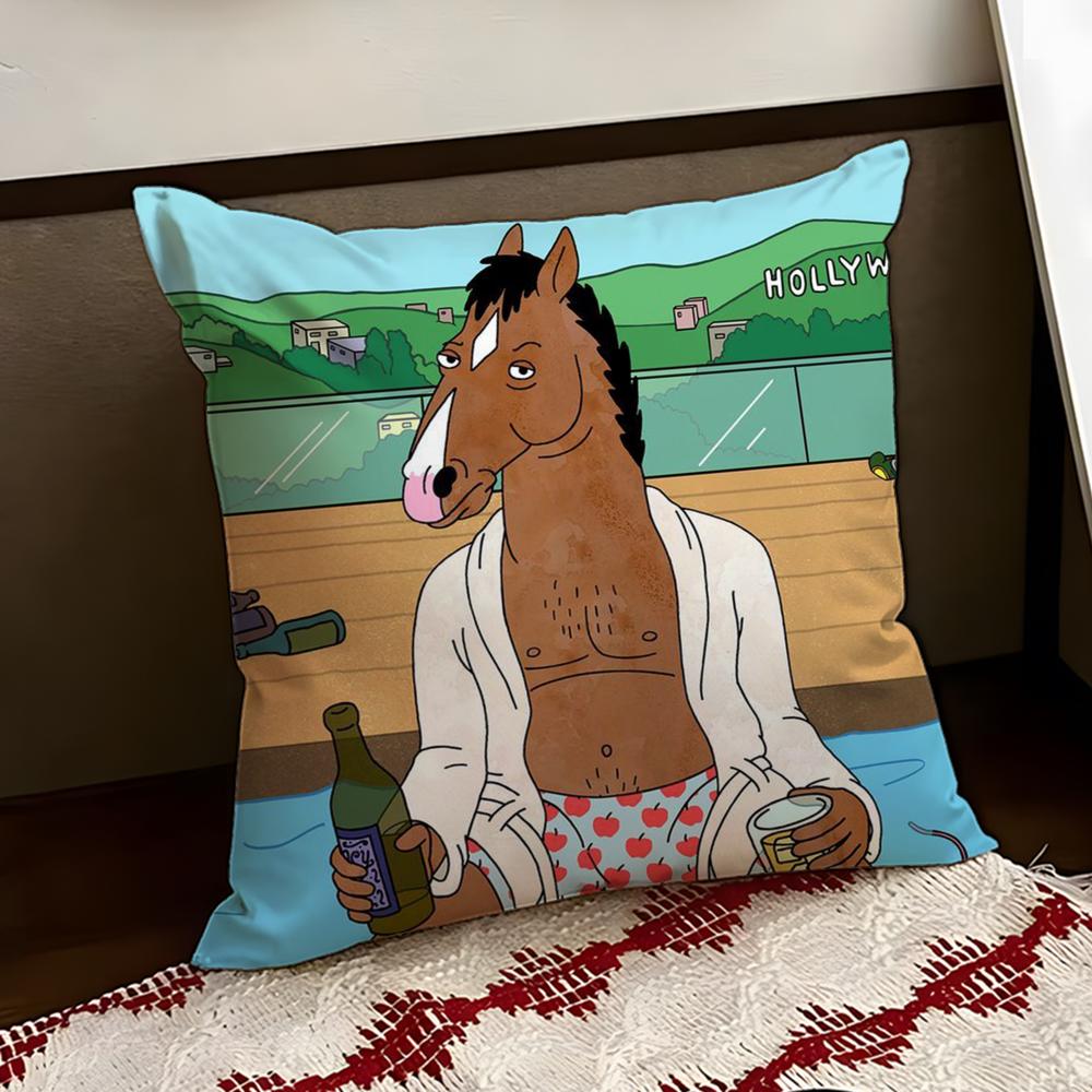 BBoJack Horseman Cushion Cover Reversible Soft Durable Pillow Cover Home Car MultiScene Use for Daily Comfort