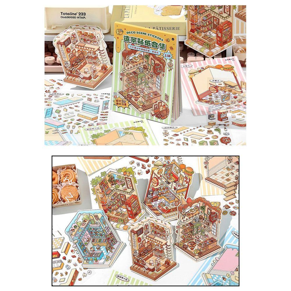 Decompression 3D Landscape Sticker Visual Stacking DIY Cabin Scene Sticker Children Gift