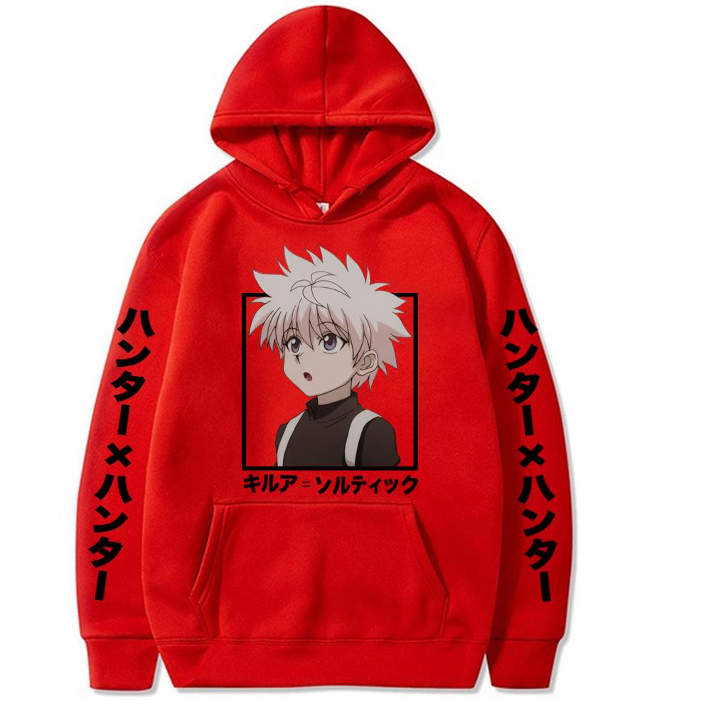 Мужская толстовка Anime-hunter, Принт с кадром из аниме Killua, Графика с вертикальным японским рукавом, Плотная флисовая толстовка-пуловер для спорта и повседневной носки