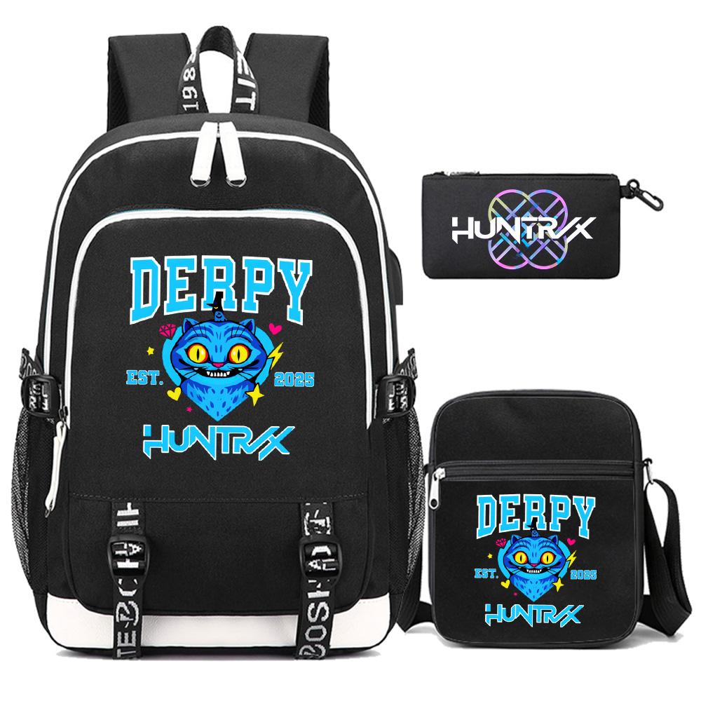 3Pcs/set New Anime Kpop Printed Backpack with Shoulder Bag Pencil Case for Teenager Girl Boy Bookbag Large Capacity Waterproof Travel Bag Kid Gift