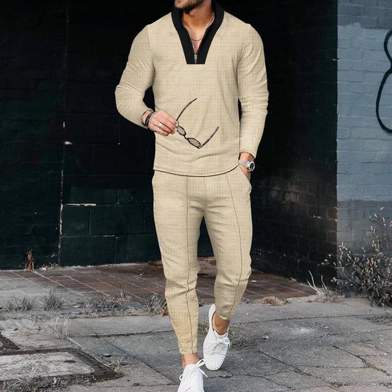 New Fashionable And Versatile Men'S Casual Suit Outdoor Sports And Fitness Cardigan Hooded Long Sleeved Pants Set