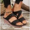 Fashion Sandals for Women Summer Metal Buckle Sandals Fashion Peep Toe Wedge Casual Thick Bottom Light Comfort Beach Slides Slippers