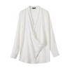 European and American style, new women's clothing, foreign style simple casual style elegant drape collar long-sleeved shirt
