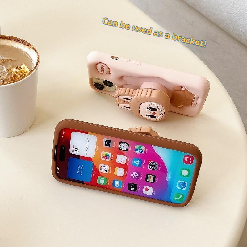 1Pc Kawaii Labubu Phone Case Holder Anti Slip Anti Fall Protective Cover Cute Cartoon Suitable for Iphone15promax Iphone13pro 14pro