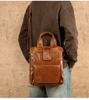 Genuine Leather Crossbody Messenger Bag - Men's Large Capacity Retro Vertical Handbag for Casual or Commute Use.