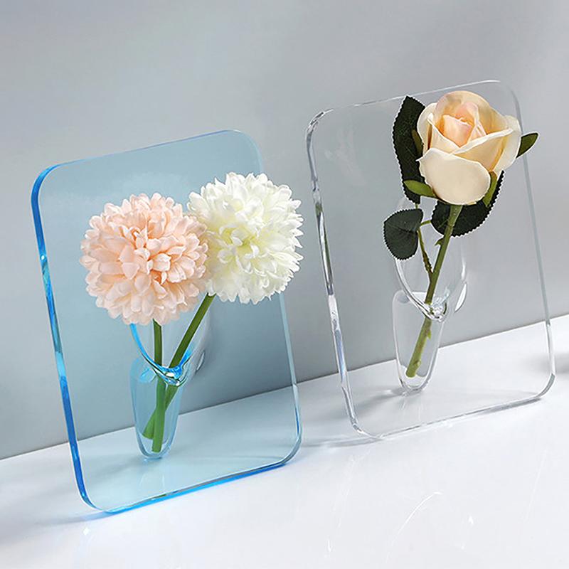 Acrylic Po Frame Vase Modern Art Floral Flower Vase Desktop Plant Holder For Office Home Gift Wedding Table Centerp Decor