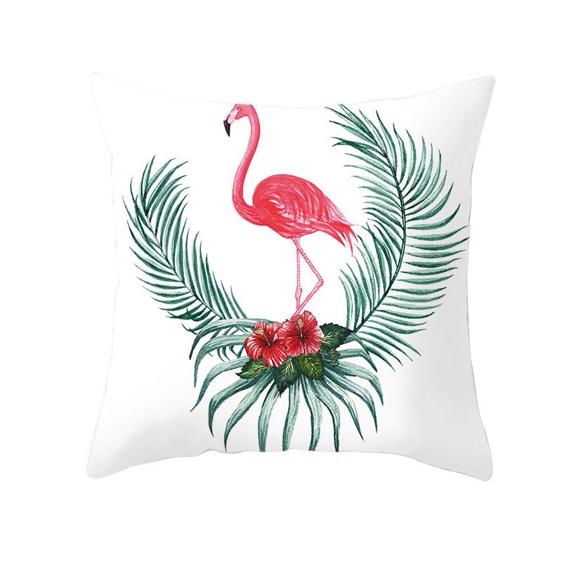 Summer Tropical Plant Flamingo Decorative Pillowcase Green Leaf Pillowcase Flamingo Pillowcase
