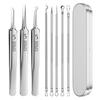Набор из 8 инструментов для удаления черных точек с ящиком для хранения, нержавеющая сталь, двойной наконечник, экстрактор для удаления комедонов, акне, носа, лица, косметический инструмент