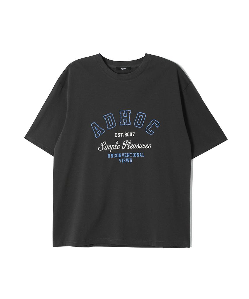 ADHOC Men'S Arched Lettering Artwork T-Shirt (Dk-Grey) (Hc6St44)
