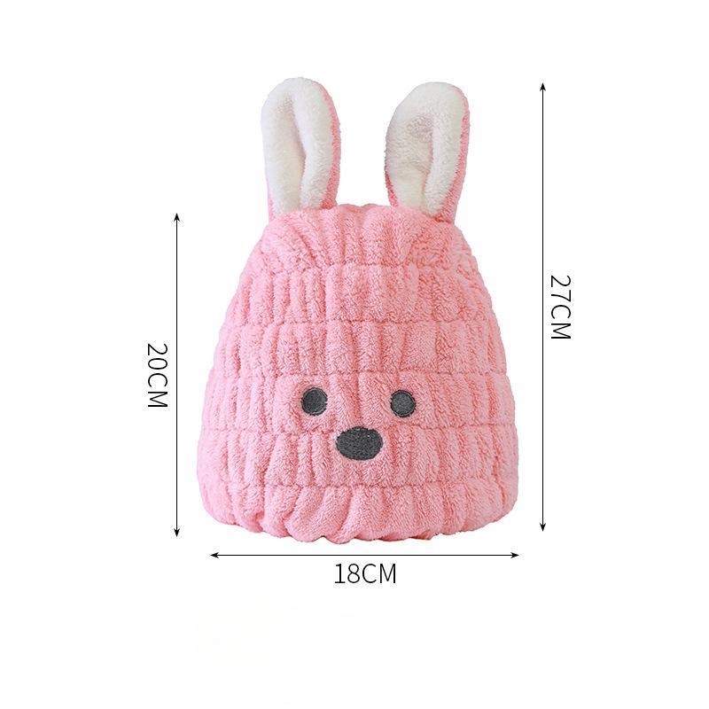 Шапочка для сухих волос в виде кролика для девочек, коралловое бархатное впитывающее полотенце для волос, женский шампунь, милая шапочка для душа, платок