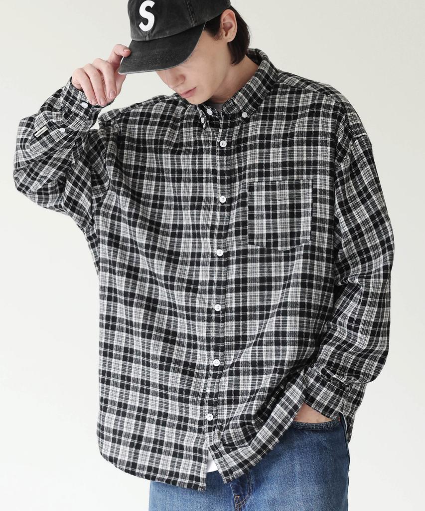 MODERMENT Build Oversized Check Shirt [Black]