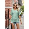Summer Women's T-shirt with Hollowed Out V-neck Pleated Casual Top