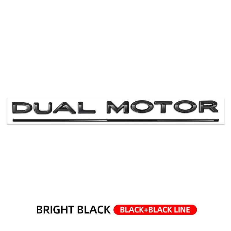 DUAL MOTOR Underlined Letters Emblem for TESLA Model 3/Y/S/X Car Styling Refitting Trunk Badge Sticker Chrome Black Accessories