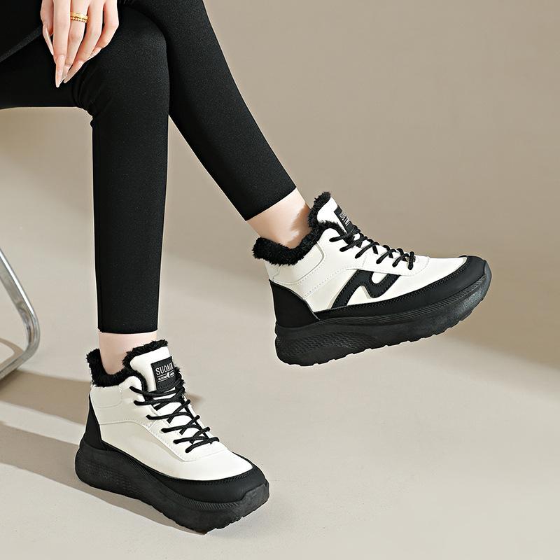 Women's Snow Boots With Faux Fur Lined Winter Causal Sneakers Warm Outdoor Lightweight Non-Slip Ankle Booties Workout Running Walking Shoes for Women