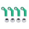 4 Set RC Link Rod End Alloy M4 Curved CW 7mm Ball Joint Head Set for 110 Model Car Green
