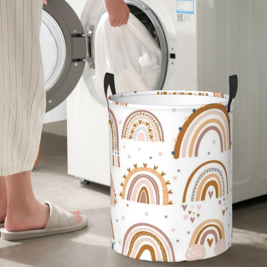 1pc Laundry Basket with Handles, Printed Design for Men and Women, Durable Oxford Fabric Foldable Home Storage Basket, Large Capacity Laundry and Orga
