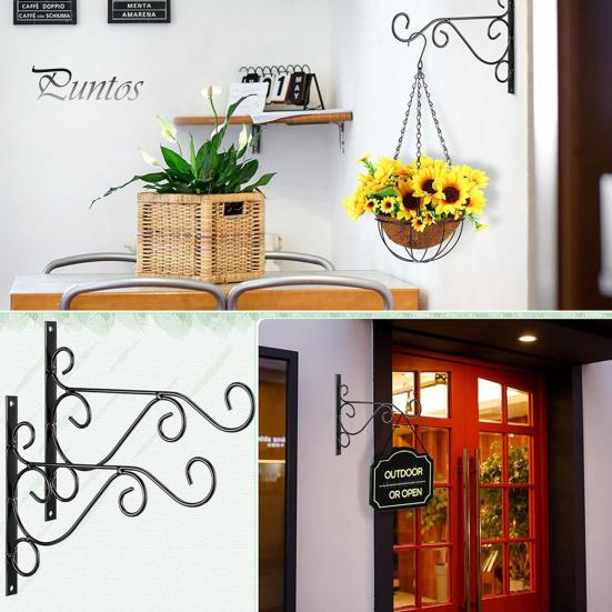 Металлический настенный крючок, настенная вешалка для растений, крючок с винтами, прочный крючок для цветочных корзин, кормушек для птиц, колокольчиков, дверного ограждения