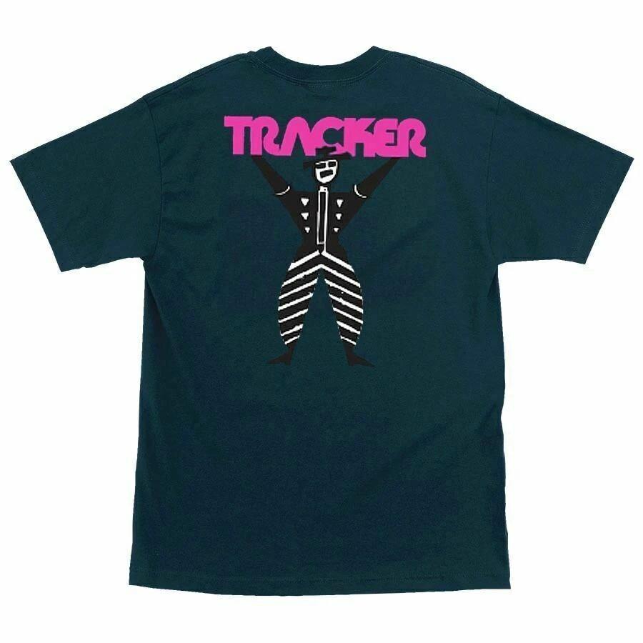 Tracker Trucks ЛОГОТИП TRACKERMAN Футболка для скейтборда ЦВЕТ HARBOR BLUE