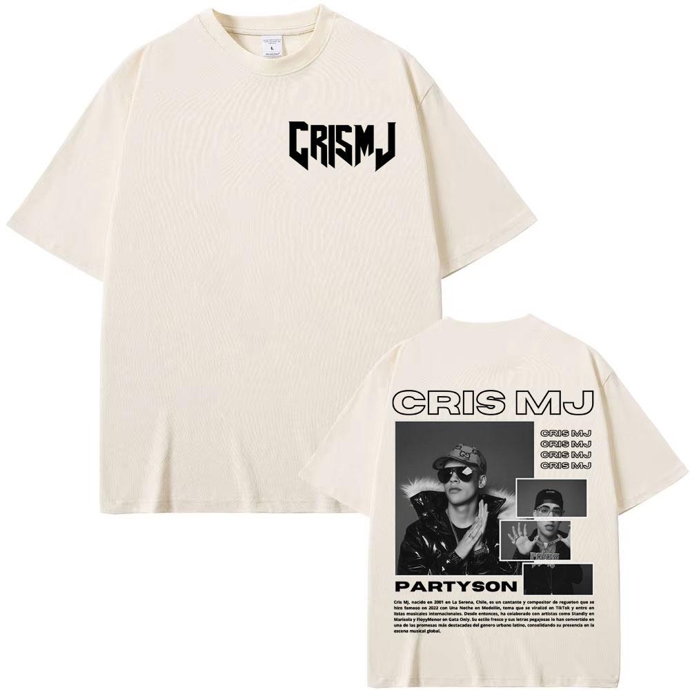 Мерч Rapper Cris Mj Tour 2025 Футболки для мужчин женщин Харадзюку Готика Ретро Футболки Высокое качество 100% хлопок Футболка Уличная одежда