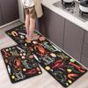1Pcs Luxury Seafood Pattern Kitchen Mat Soft Thickened Kitchen Floor Mat Waterproof Non-slip Oil-proof Floor Mat Runner Rug