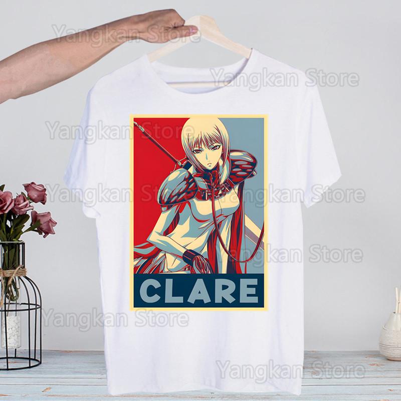 Claymore Anime Clare Miria Unisexga Waifu Unisexs Tshirt Cute Printing Shirt Fashion Tshirt For Unisex Casual Tops Short Sleeve Shirt