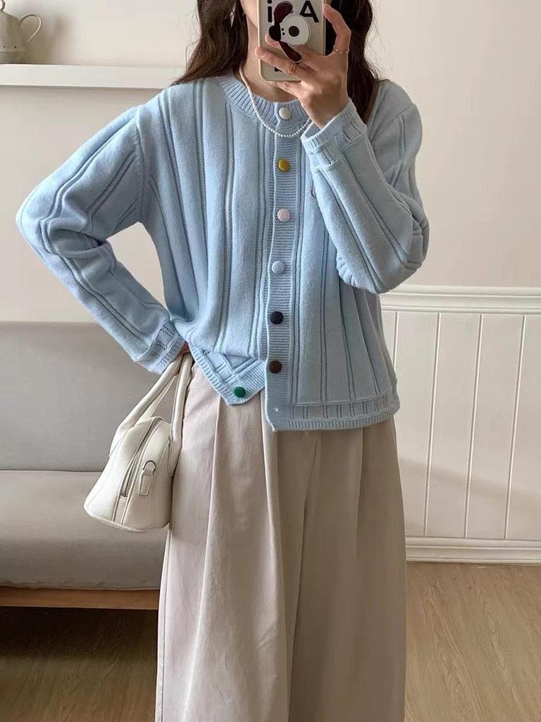 2025 Xiaoxiang Raccoon Fleece Knit Cardigan для женщин - Мягкий короткий свитер на весну/осень