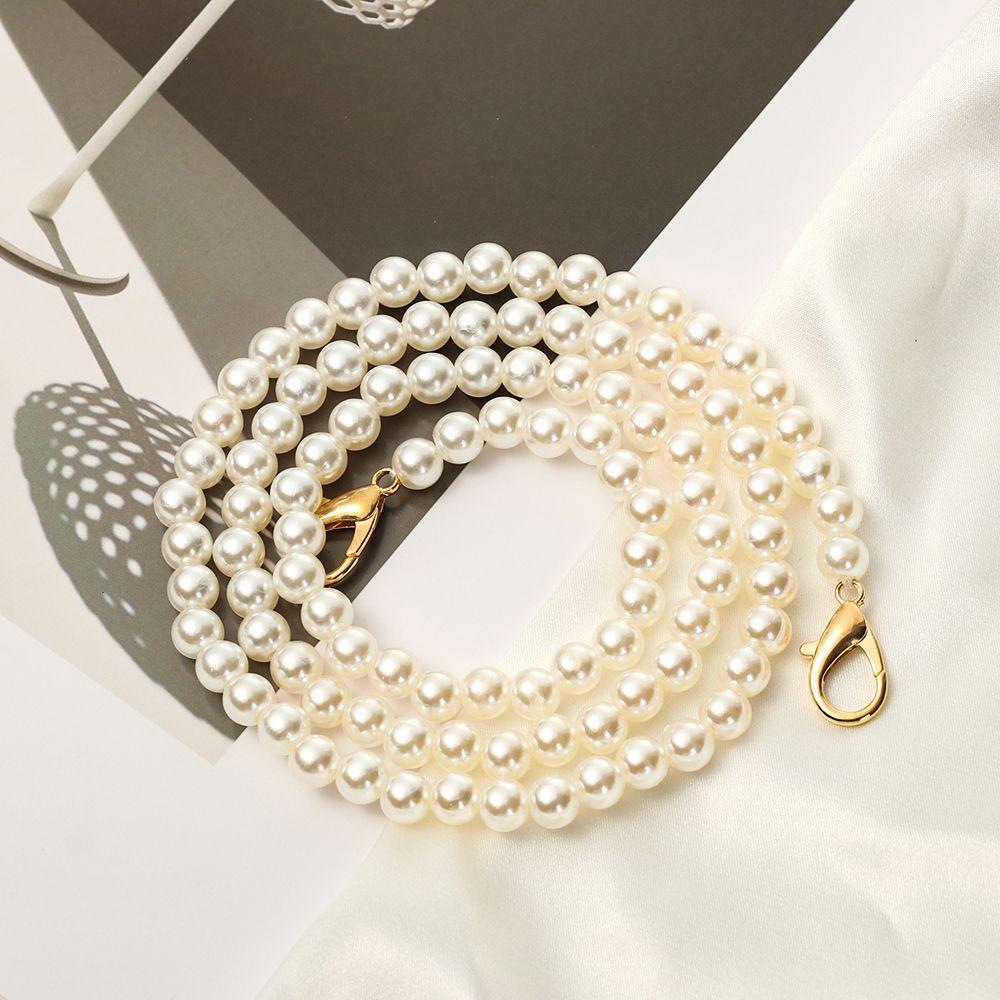Replacement Long Bag Parts Women Purse Handle Beaded Tote Chain Pearl Bag Chain Pearl Bag Strap