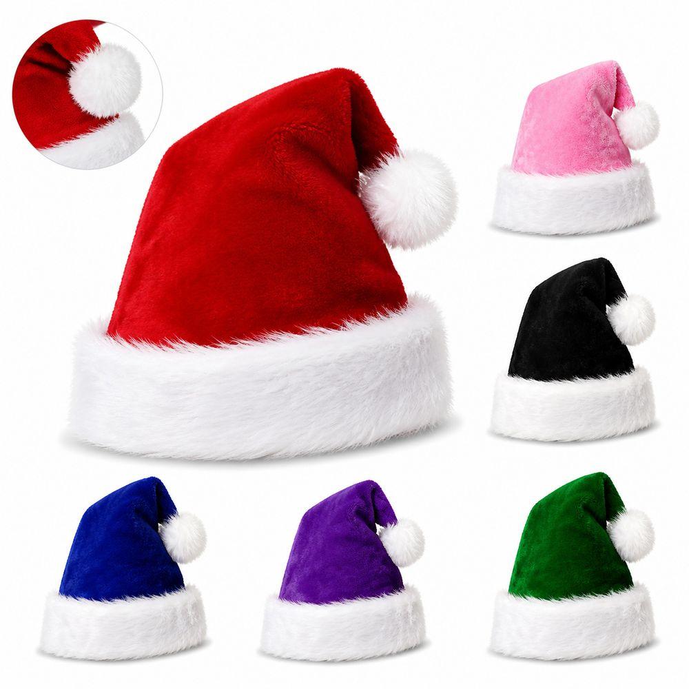 Pom Pom Plush Christmas Hat Faux Fur Trim Festive Santa Cap Christmas Santa Hat Christmas Parties