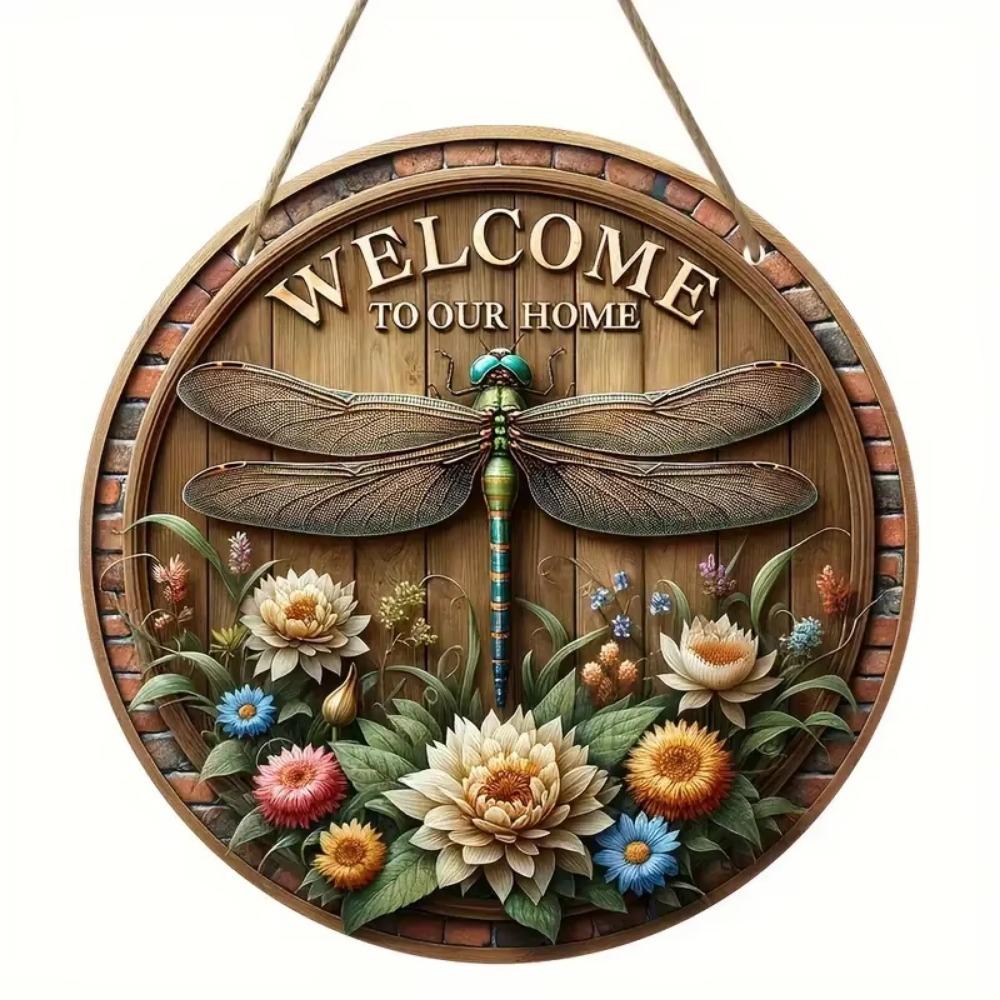 1 шт. 2d плоский деревенский стиль приветственный круглый деревянный знак - 20 см, животная тематика, подходит для домашнего зала, сада, бара, кафе, двери, украшения забора, подарка