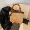 Weaving Bag Summer New Bamboo Handle Tote Straw Bag Niche Simple Shoulder Crossbody Bucket Bag Women's Bag KTY