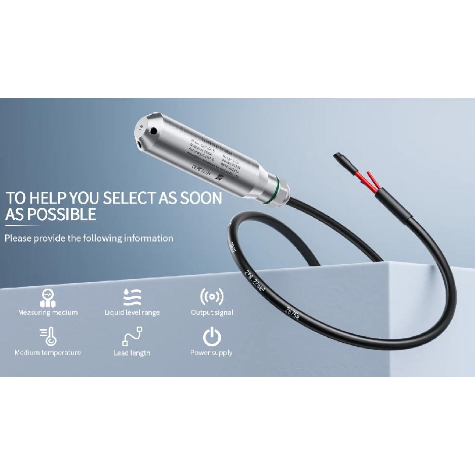 Water Level Sensor 4-20mA 0-10V 0-5V RS485 Water Level Transmitter 0-5m Liquid Level Sensor Transmitter 4-20mA Level Sensor