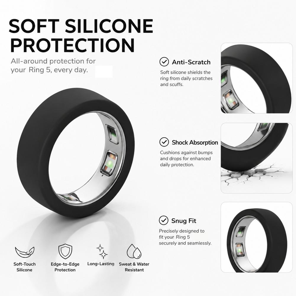 Белый силиконовый чехол-защита для Oura Ring 5, противоударный протектор для умного кольца. Доступны размеры M9/10/11