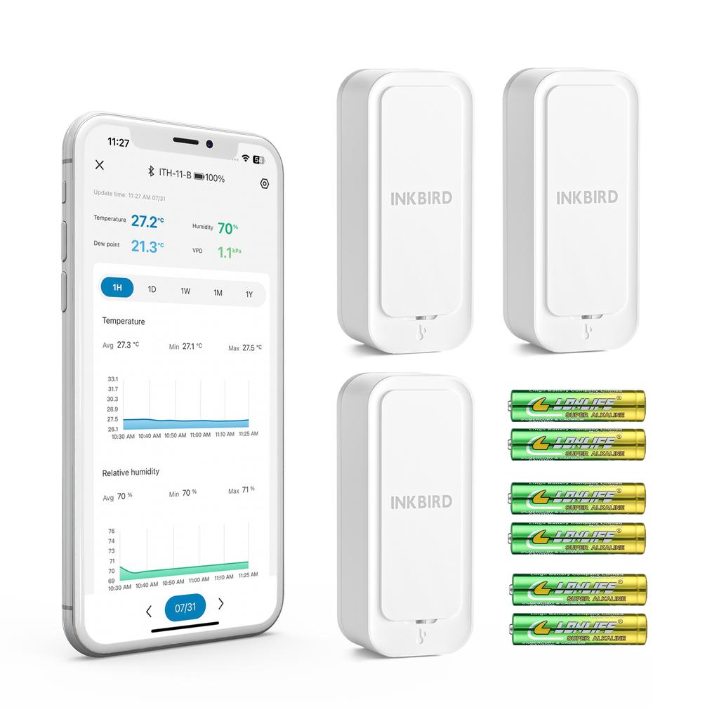 Inkbird ith-11-b wireless thermo-hygrometer app remote control IP65 Waterproof Bluetooth 5.0 temperature and humidity monitor