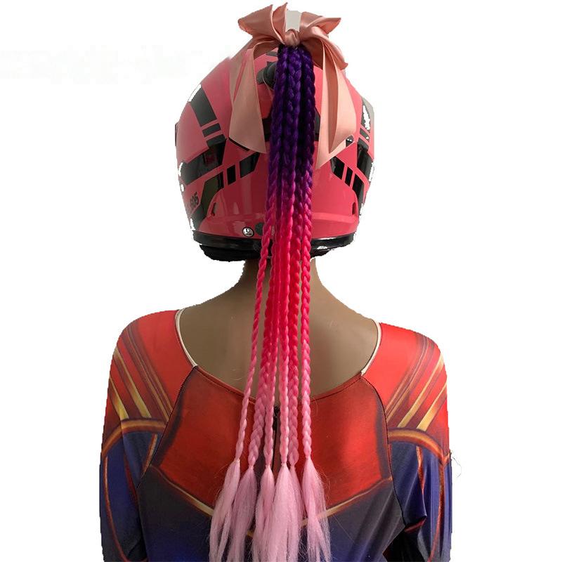 New Helmet Dirty Braids Motorcycle Woman Braids Wig Multicolor For Motorbike Helmets Decoration Punk Ponytail Headwear Universal