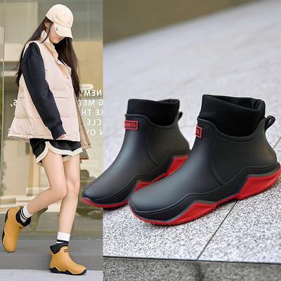 Модные короткие мужские и женские дождевые туфли, всесезонные резиновые сапоги, водонепроницаемая обувь, нескользящие теплые рыболовные рабочие сапоги