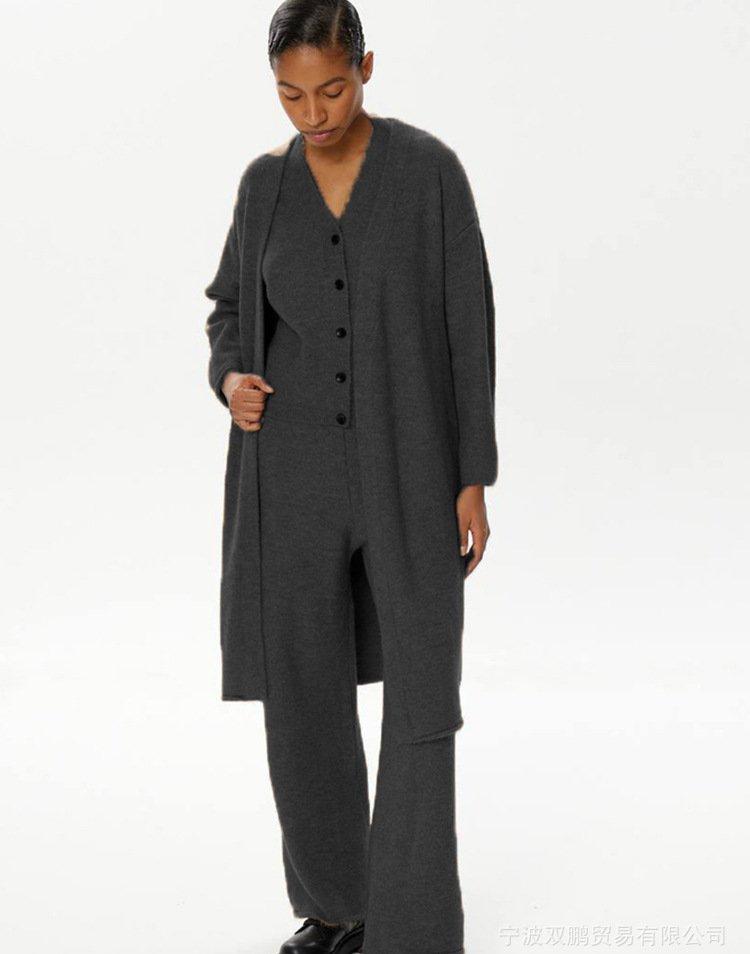 2026 New Fall Winter Women's 3 Piece Knit Sweater Set OL Casual Cardigan Vest Pants Outfit