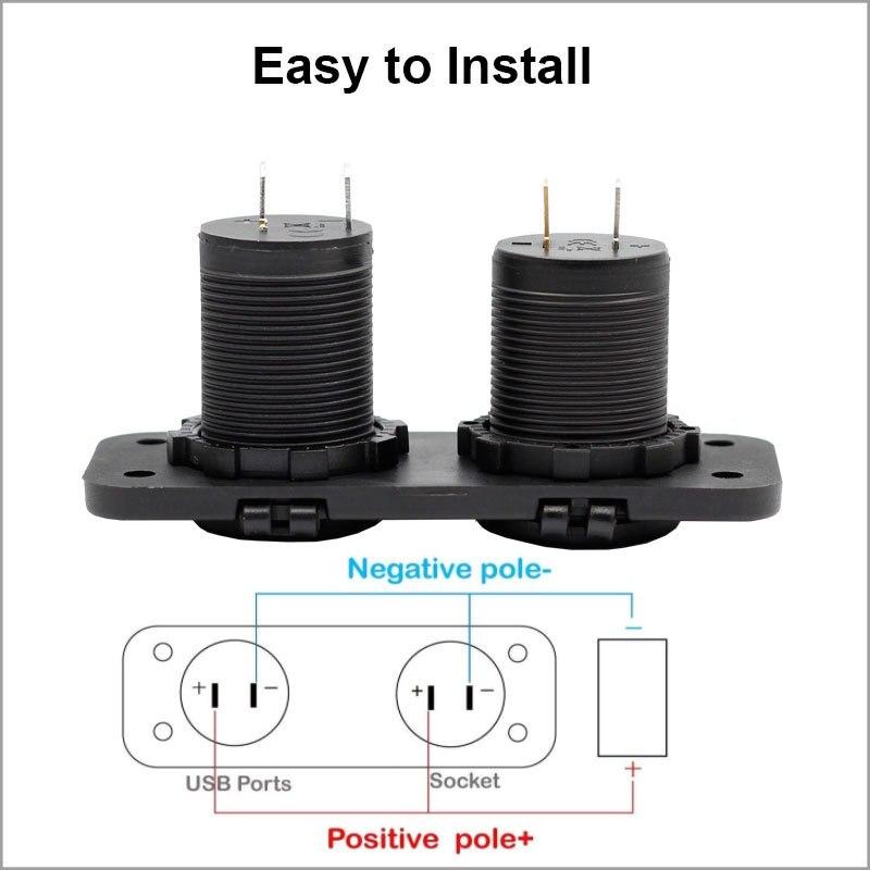 Панель с 2 отверстиями, 4,2 А, два порта USB, зарядное устройство, розетка 12 В/24 В, розетка для автомобиля, мотоцикла, лодки, морской квадроцикл, автофургон