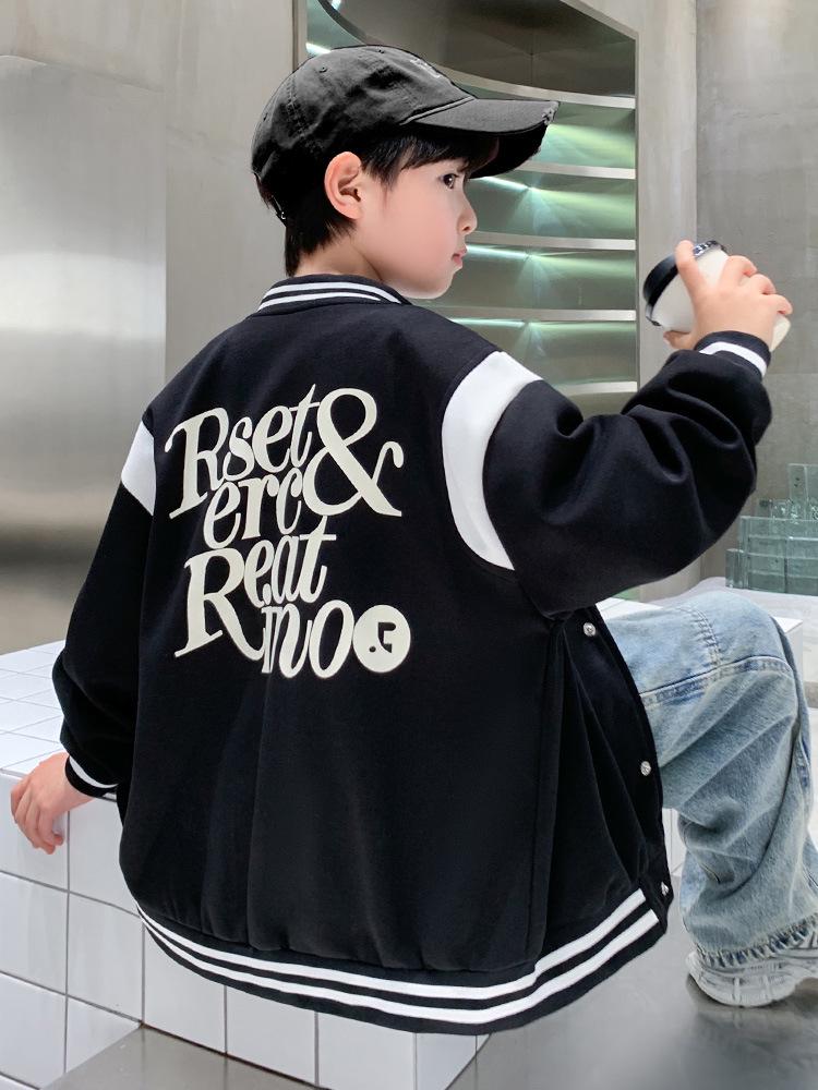 2025 Boys' Trendy Spring/Autumn Baseball Jacket Coat for Big and Middle Children