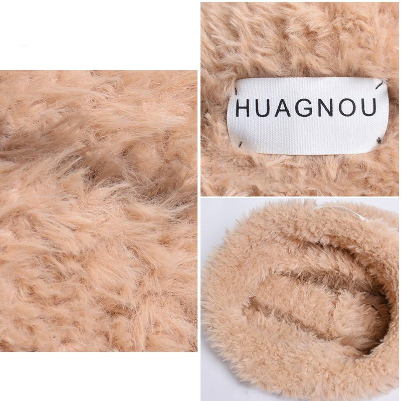 Шапка женская зимняя полосатая плюшевая вязаная шерстяная шапка теплая защитная крышка для ушей