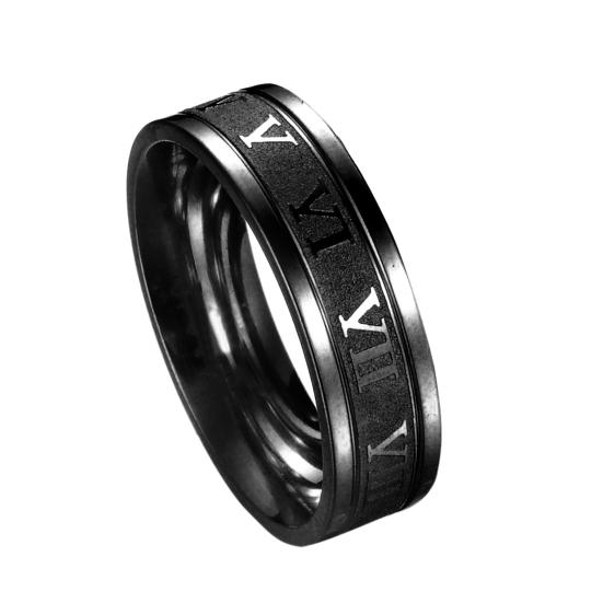 Wide Roman Numeral Stainless Men Ring Simple Steel Smooth Finger Ring Jewelry