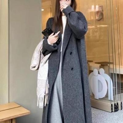 Женское пальто средней длины из шерсти свободного кроя в корейском стиле, тренд осени/зимы 2025