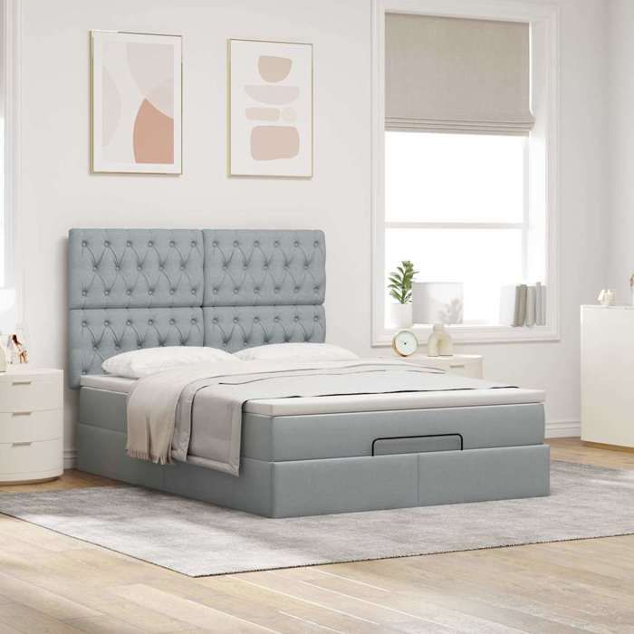 Maison Exclusive - Cadre de lit ottoman et matelas gris clair 140x200 cm tissu